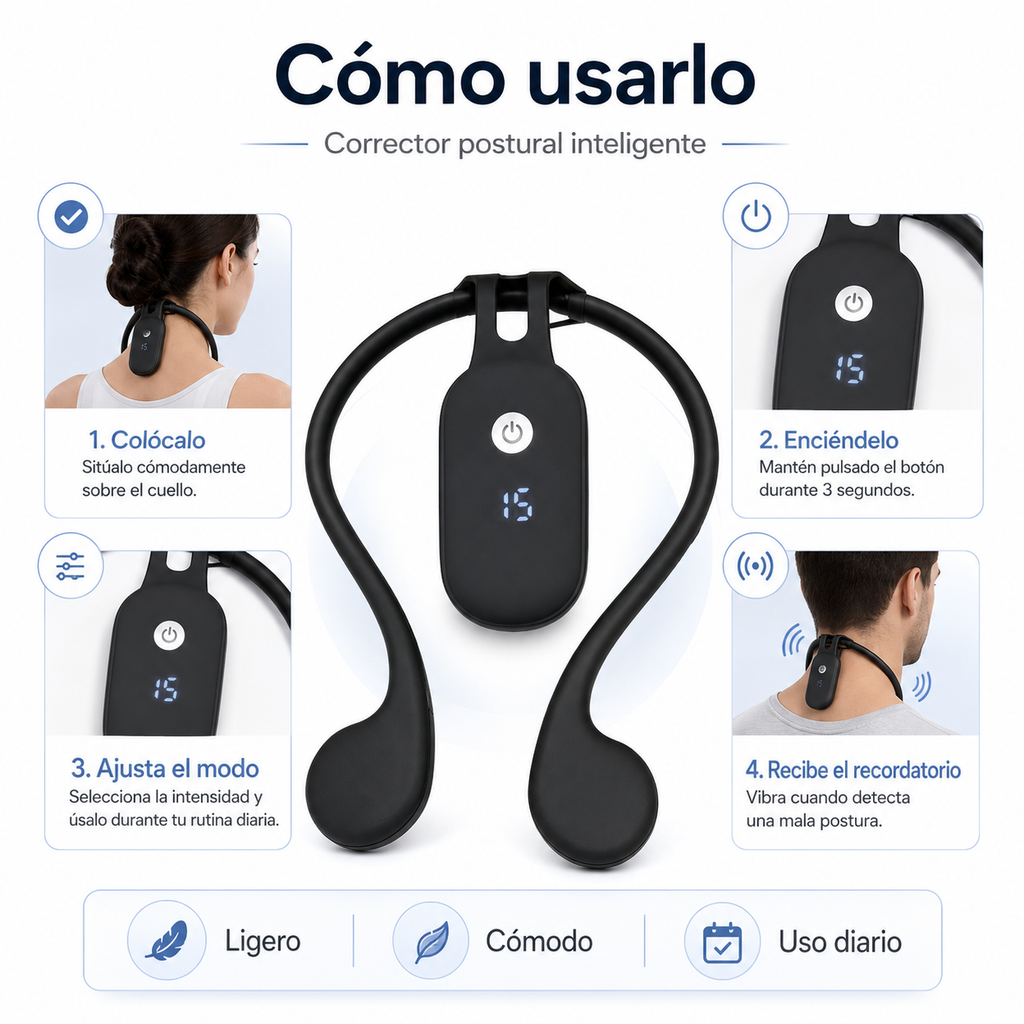 Corrector postural inteligente con vibración